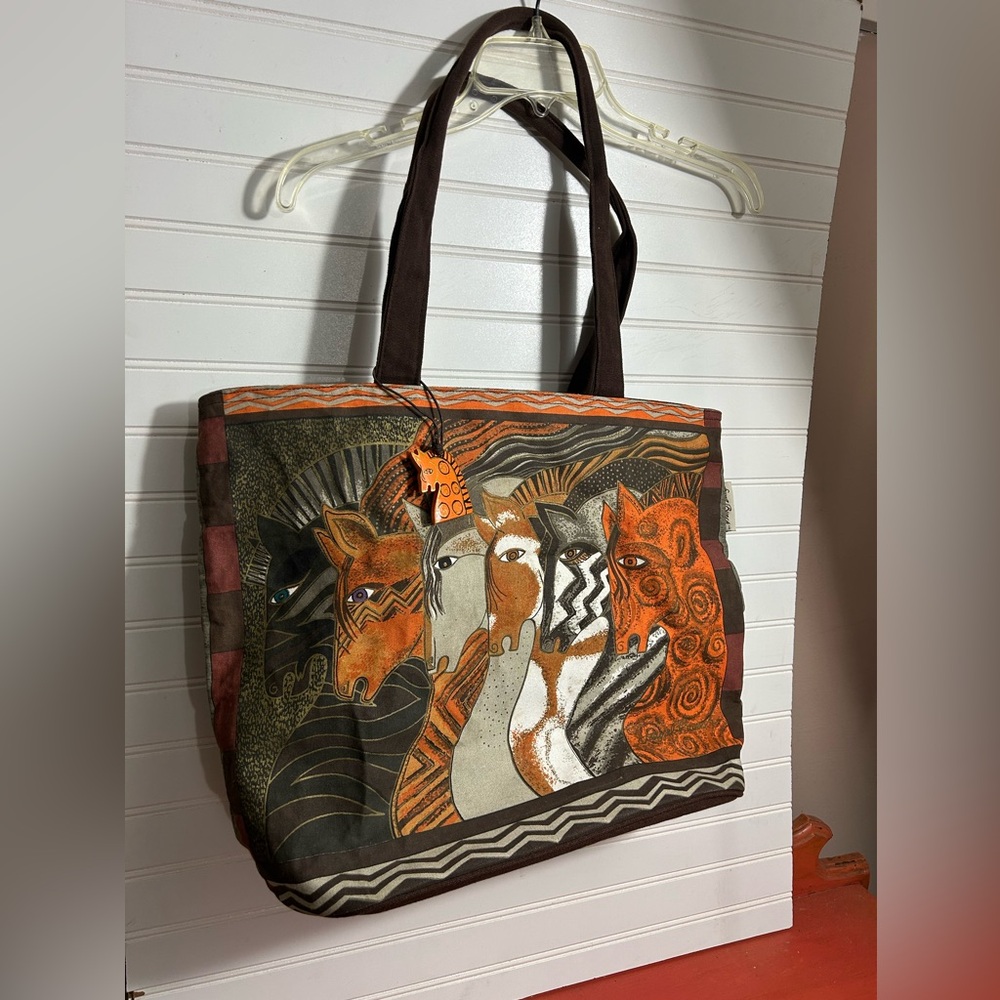 Laurel Burch Horses Tote Extra Large with Charm